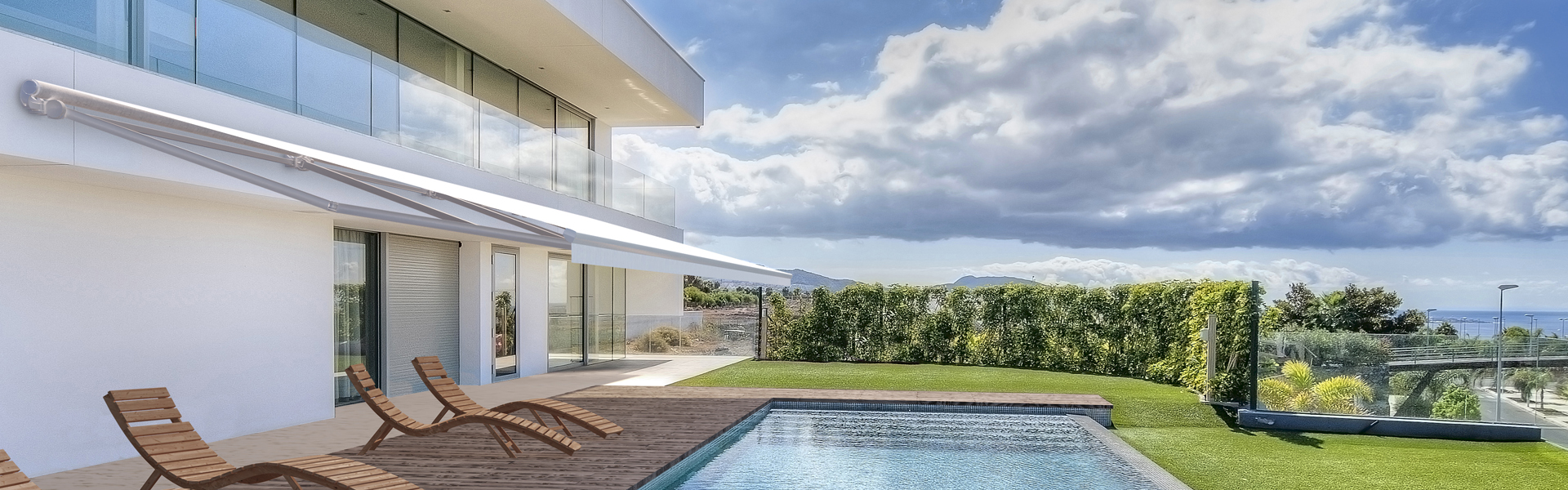 Modern villa with swimming pool and ocean view